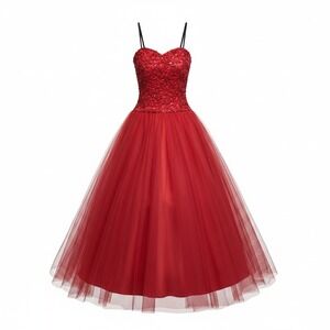 Masquerade Red Sequin Tulle Prom Gown Formal Dress Size 11/12 YSK Woven Cosplay